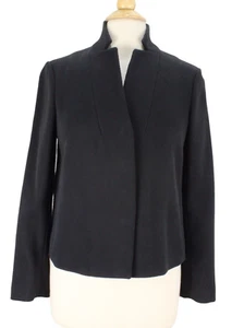 Carlisle Stretchy Blazer Jacket size 6 Black Ribbed Pockets Wool Blend - Picture 1 of 12