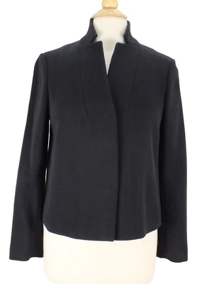 VTG Carlisle Stretchy Jacket size 6 Black Ribbed Pockets Wool Blend - Image 1 of 4