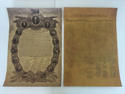 Carteles impresos de la Declaración de Independencia de Estados Unidos de la Revolución Americana  - Imagen 1 de 4