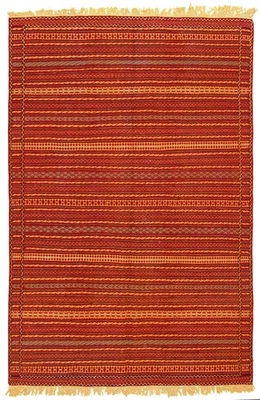 Vintage Hand Woven Tribal Oriental Carpet 6'3" x 9'6" Wool Kilim Area Rug - Image 1 of 4