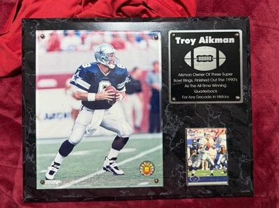 Troy Aikman 12" x 15" PLACA DEPORTIVA Dallas Cowboys Salón de la Fama De Colección Foto 1 de 2