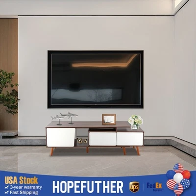 Mueble de gabinete de almacenamiento de MDF moderno con soporte de TV unidad lateral de entretenimiento de 3 puertas Foto 1 de 4