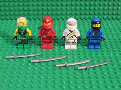 Lot of 4 Lego Ninjago minifigures Lloyd Kai Jay Zane Ninjas green white red L93 - Image 1 of 3