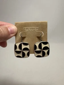 Talbots schwarz & weiß geometrische quadratische Ohrhänger NEU - Bild 1 von 4