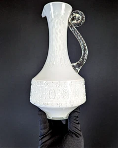 Stelvia EMPOLI Italian Art GLASS White opalina fiorentina Vase Pitcher Jug MCM - Picture 1 of 12