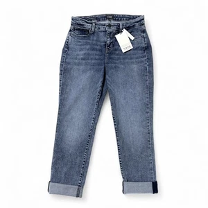 NYDJ Margot Girlfriend Lift Tuck Roll Cuff Jeans Women's Size 4 Stone Wash Denim - Picture 1 of 10