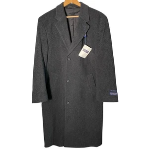 NWT VTG Dillard’s Roundtree & Yorke 100% Lambs Wool Overcoat Char Grey/ Blk -42 - Picture 1 of 8
