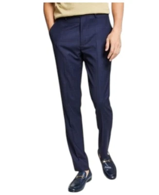 Pantalones de vestir Bar Iii para hombre ajustados 30/30 azul marino a cuadros Foto 1 de 2