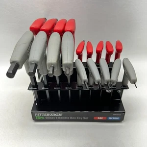 Pittsburgh 18pc Offset T-Handled Hex Key Set with Stand -SAE/METRIC- #63167 - Picture 1 of 14