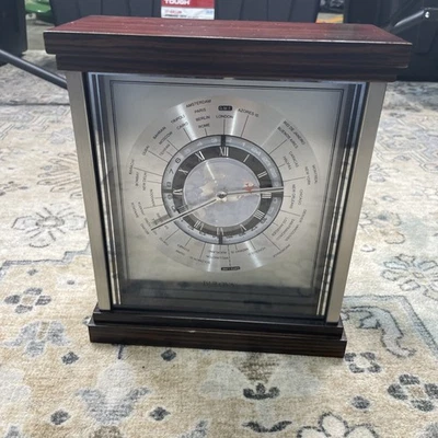 Bulova Wyndmere World Times Table Top Mantle Clock B2258 Airplane Second Hand - Image 1 of 4