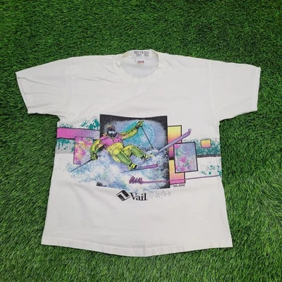 Vintage 90s San-Segal Vail Skiing Ski Shirt Womens Large 21x26 White - Image 1 of 4