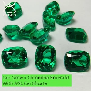Lab Grown Colombia Emerald Rectangle Cushion Cut Gemstone For Jewelry Setting - Picture 1 of 11