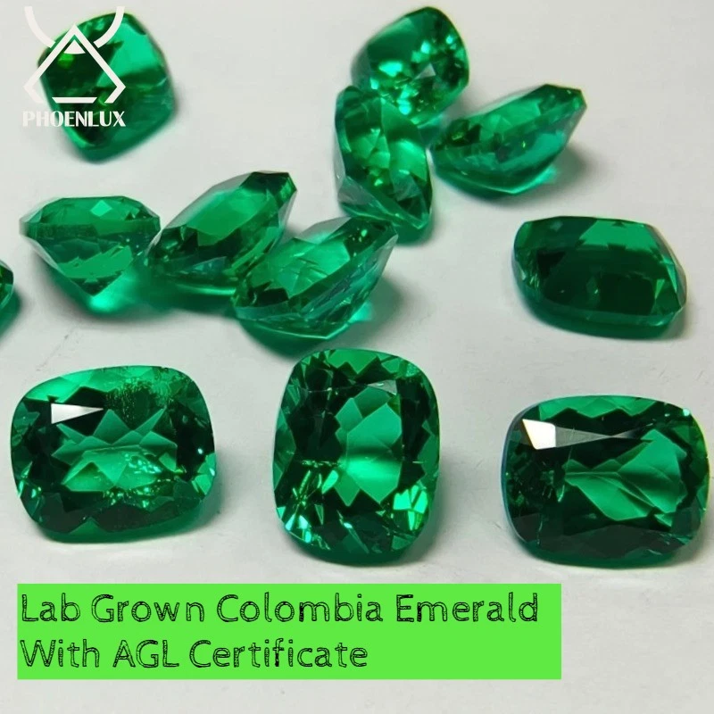 Lab Grown Colombia Emerald Rectangle Cushion Cut Gemstone For Jewelry Setting - Image 1 of 4
