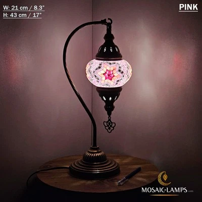 Gooseneck Medium Globe Mosaic Table Lamp, Moroccan Marrakech Swan Neck Desk Ligh - Image 1 of 2