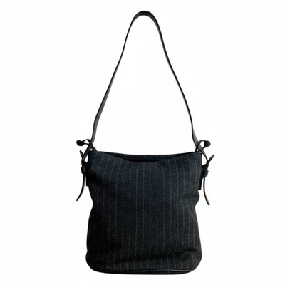 Bolso de Hombro de Lana Espirit Cartera Gris Oscuro con Rayas Indie Cottage Gorpecore Foto 1 de 4