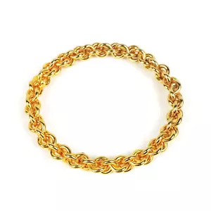 Chunky Rope Chain Bangle Bracelet Bright Gold Tone Fixed Links 3" Diameter - Picture 1 of 3