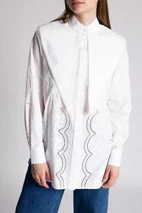 498 $ Tory Burch BESTICKTES POPELINE-TOP MIT ABNEHMBAREM KRAGEN | Stil 83453 - Bild 1 von 15