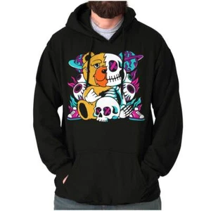 Urban Streetwear Teddy Bear Skeleton Planets Hoodie Hooded Sweatshirt Men Women - Picture 1 of 7