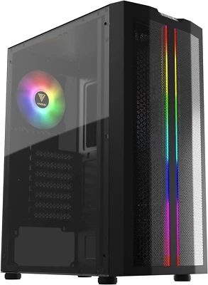 ATX Mid Tower Gaming Computer Custodia PC con vetro temperato laterale, 1 x 120  - Immagine 1 di 4