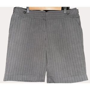 Xhilaration Pleated Cuffed Bermuda Shorts Striped Pockets Gray Junior 13
