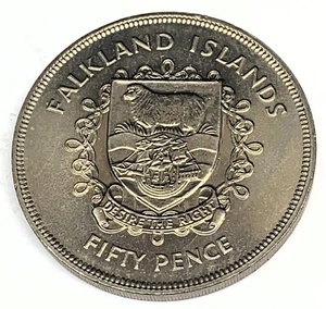 # C1485 FALKLAND ISLANDS COIN, 50 PENCE 1977 - Picture 1 of 2