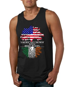 Camiseta sin mangas gráfica American Grown with Irish Roots St Patricks Day para hombre - Imagen 1 de 4