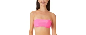 $39 California Waves Juniors Metallic Shine Bandeau Bikini Top Pink Size Small - Picture 1 of 1