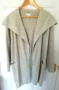 Cárdigan largo White Company London 10 gris jaspeado suave elástico bolsillos para cinturón Merino - Imagen 1 de 10