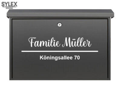 SYLEXDESIGNS Briefkasten Aufkleber Namensschild mit Name Straße und Hausnummer Mehrere Größen