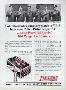 1932 Peters Ammo Columbus Ohio Policía Original Impreso en Color anuncio - Imagen 1 de 1