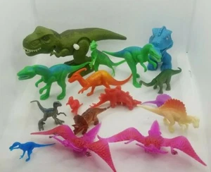 Lot Of 16 Mixed Toy Dinosaurs~1 is Wind Up w/Lights & Sounds - Picture 1 of 10
