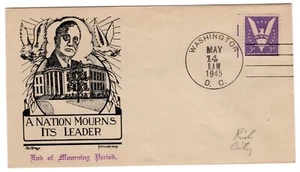 1945 Franklin D. Roosevelt Mourning End 1945 - Richardson Knapp Washington DC - Picture 1 of 2