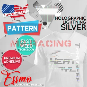 Camiseta Holográfica Relámpago Patrón Plateado Transferencia de Calor Vinilo HTV 20" Hierro - Imagen 1 de 7