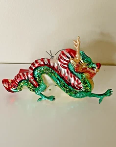 BLOWN GLASS CHINESE DRAGON CHRISTMAS ORNAMENT~NWT Chinese - Picture 1 of 9