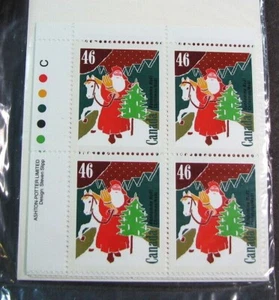 Canada Inscription  Block Stamp Scott# 1340 Santa Claus (note)1991 MNH L530 - Picture 1 of 1