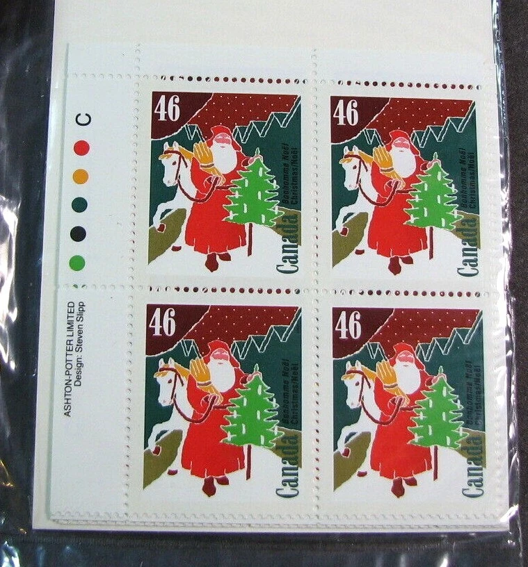 Canada Inscription  Block Stamp Scott# 1340 Santa Claus (note)1991 MNH L530 - Image 1 of 1