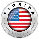 Florida Usa State Flag Silver Emblem Car Bumper Sticker Decal "sizes"