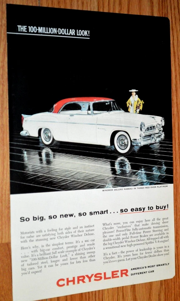 1955 CHRYSLER WINDSOR DELUXE NASSAU ORIGINAL VINTAGE ADVERTISEMENT AD 55 V8★★ - Image 1 of 1