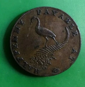 1792 Birmingham Kupfer Half Penny Medaille #3942 - Bild 1 von 2