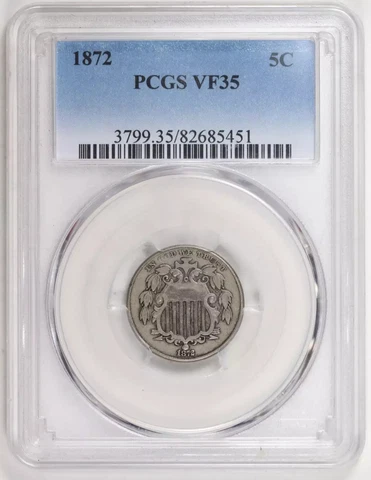 1872-P PCGS VF-35 Nickel Shield Cover