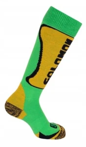 SALOMON SKI KART SOCKS BNWT SIZE KIDS XS c6.5-9UK 23-26EU GREEN ORANGE - Picture 1 of 3