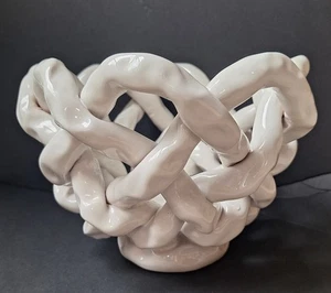 Cesta tejida de cerámica artesanal italiana vintage años 60 pesada 9,5"x8" marcada - Imagen 1 de 6