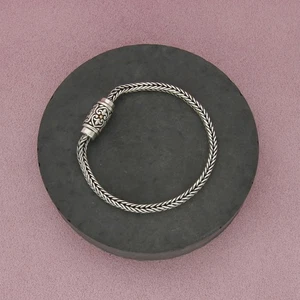 sterling silver 18k gold bali foxtail magnetic clasp chain bracelet size 7.25in - Picture 1 of 3