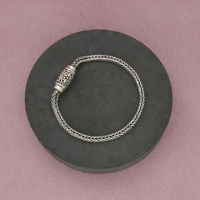 sterling silver 18k gold bali foxtail magnetic clasp chain bracelet size 7.25in - Image 1 of 3