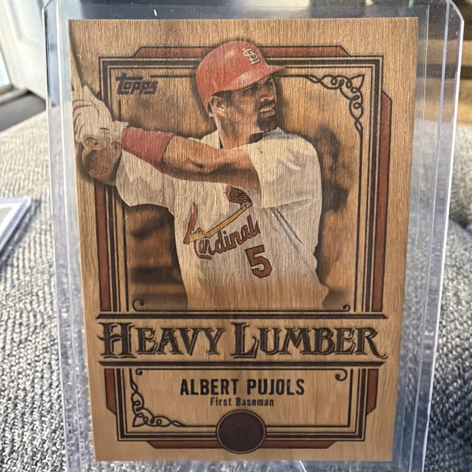 Estuche de madera pesada Albert Pujols Hit SSP 2025 Topps serie de actualización HL-52 Cardinals Foto 1 de 2
