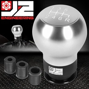 J2 6-SPEED MANUAL TRANSMISSION ALUMINUM TEARDROP SHIFT KNOB+3PC ADAPTERS SILVER - Picture 1 of 7