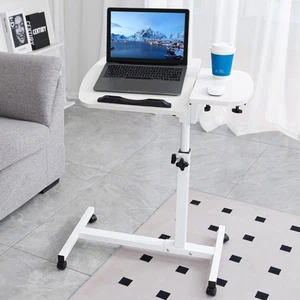 Adjustable Overbed Table with Wheels, Tilting Desktop, Rolling Laptop Desk fo... - Picture 1 of 8
