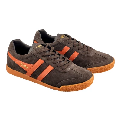 GOLA Schuh Harrier Trainer CMA192 dk Brown Moody Orange Echtleder Herren Sneaker