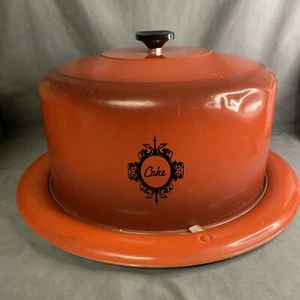 Vintage Aluminium Kuchenplatte Abdeckung orange Verschluss 50er Jahre - Bild 1 von 6