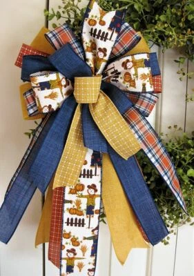 ARCO OTOÑO AZUL MARINO Y ESPANTAPÁJAROS para PUERTA GUIRNALDA BOTÍN GUIRNALDA CORREO CERCA POSTE # 31 fl Foto 1 de 3